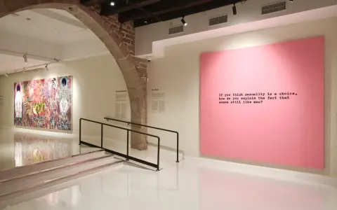 Ein Kunstwerk von Hayden Kays mit der provokanten Frage: "Wenn du denkst, Sexualität sei eine Wahl, wie erklärst du dann, dass Frauen Männer immer noch mögen?