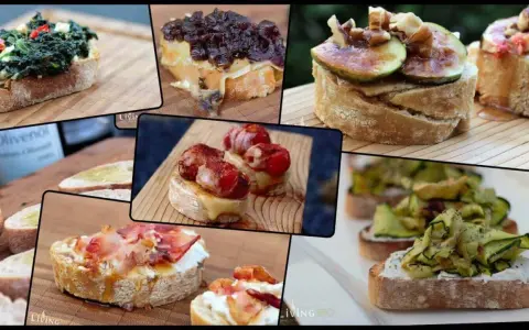 Vielfalt an Bruschetta-Varianten: Spinat, Feigen, Speck und Zucchini – alles, was passt zu Bruschetta.